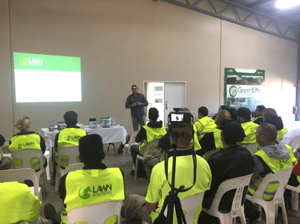 Jason Hodges Presenting at the Green Life Turf Flower Power Education Day