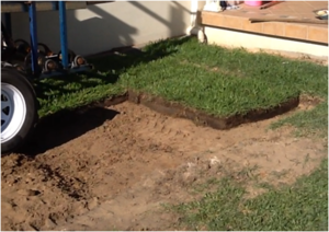 Bullseye Turf  Turf Laying Process Begins Green Life Turfs patented Bullseye Instant Grass turf harvested with thick organic soil