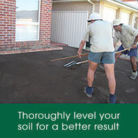 Prepare your soil for laying your lawn by thoroughly levelling your top soil