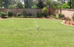Turf Laying & Preparation - Sprinkler Watering Newly Laid Turf